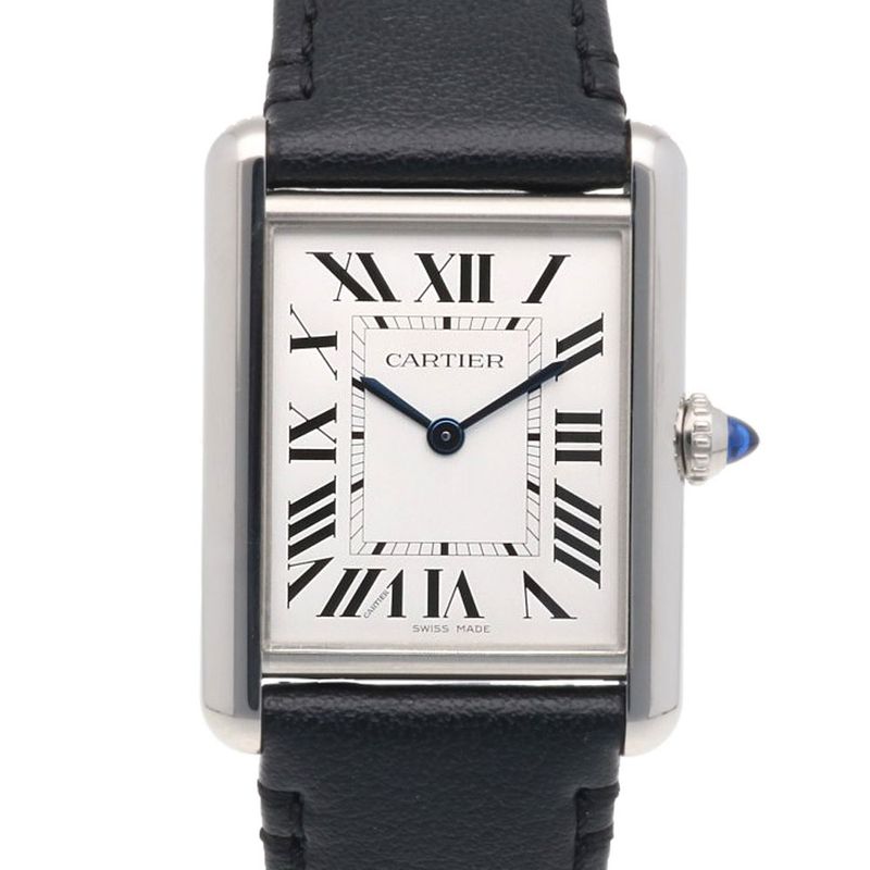 Cartier Tank Mast LM Watch Stainless Steel Quartz Silver Black White