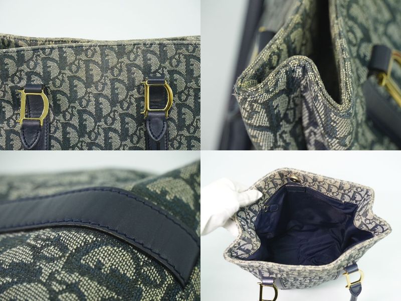 Dior Trotter Shoulder Bag Tote Canvas Navy