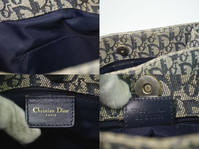 Dior Trotter Shoulder Bag Tote Canvas Navy