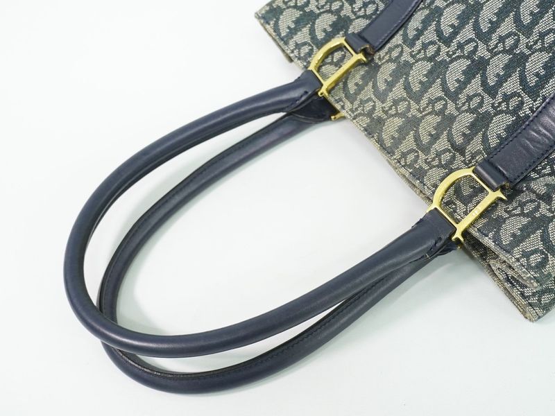 Dior Trotter Shoulder Bag Tote Canvas Navy
