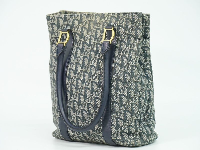 Dior Trotter Shoulder Bag Tote Canvas Navy