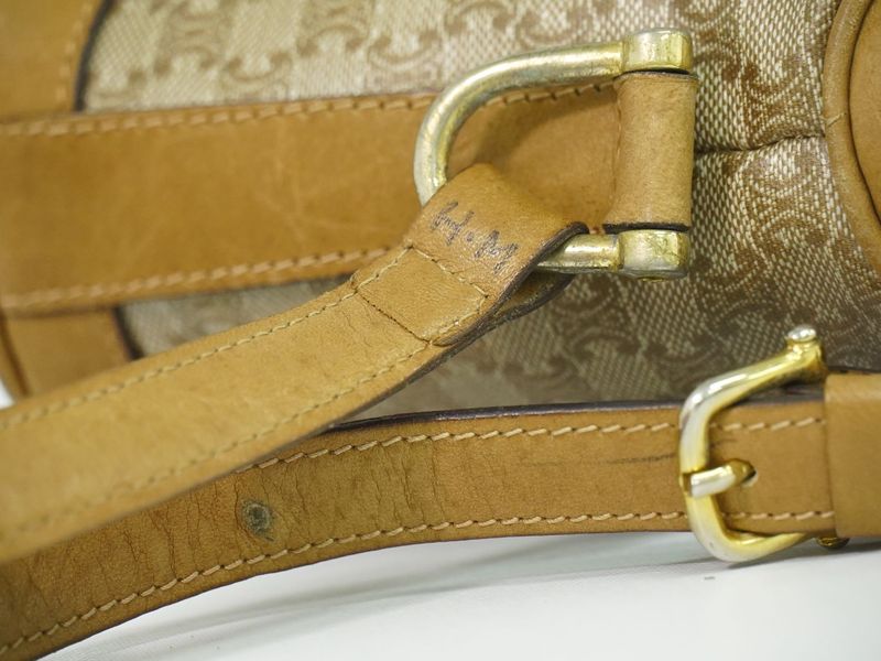 Celine Macadam Shoulder Bag Pochette Beige