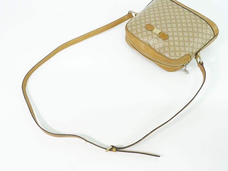 Celine Macadam Shoulder Bag Pochette Beige