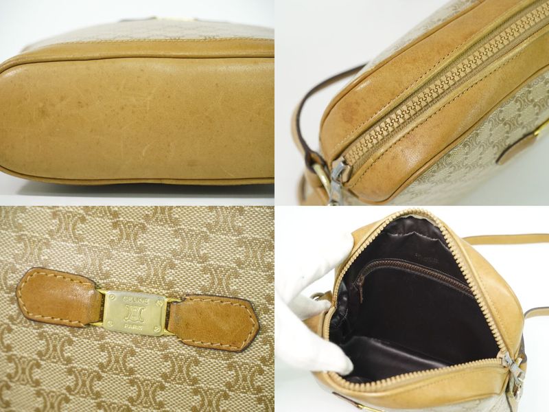 Celine Macadam Shoulder Bag Pochette Beige