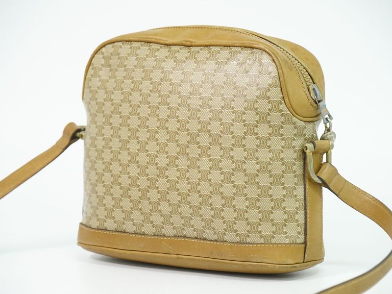 Celine Macadam Shoulder Bag Pochette Beige