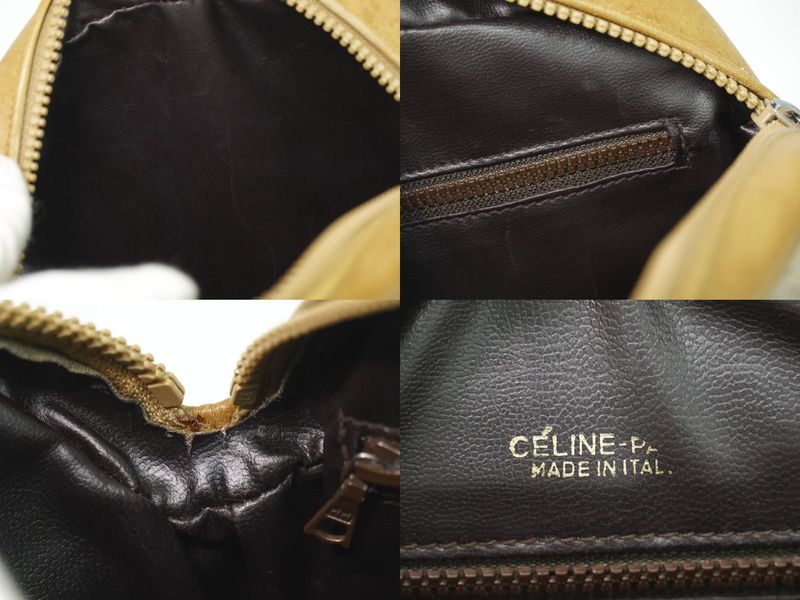 Celine Macadam Shoulder Bag Pochette Beige