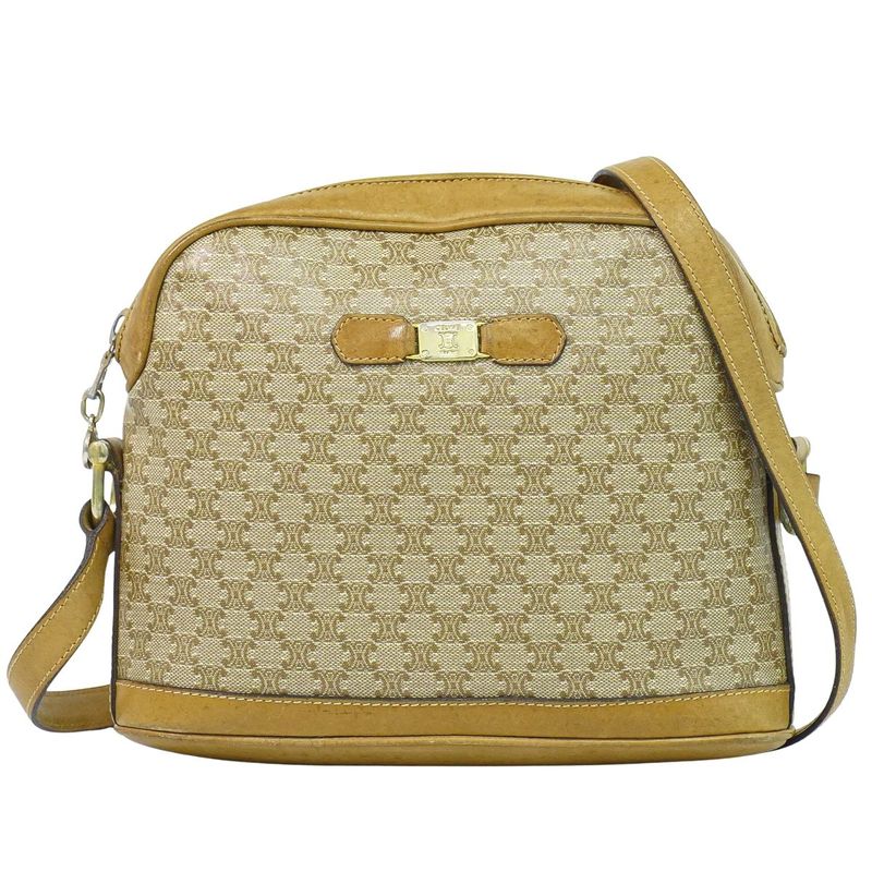 Celine Macadam Shoulder Bag Pochette Beige
