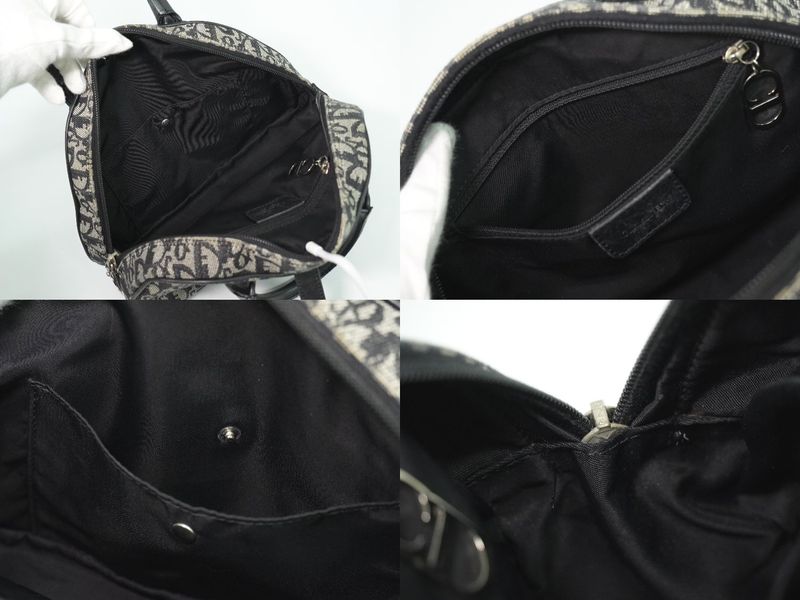 Dior Double Saddle Trotter Handbag Canvas Gray Black