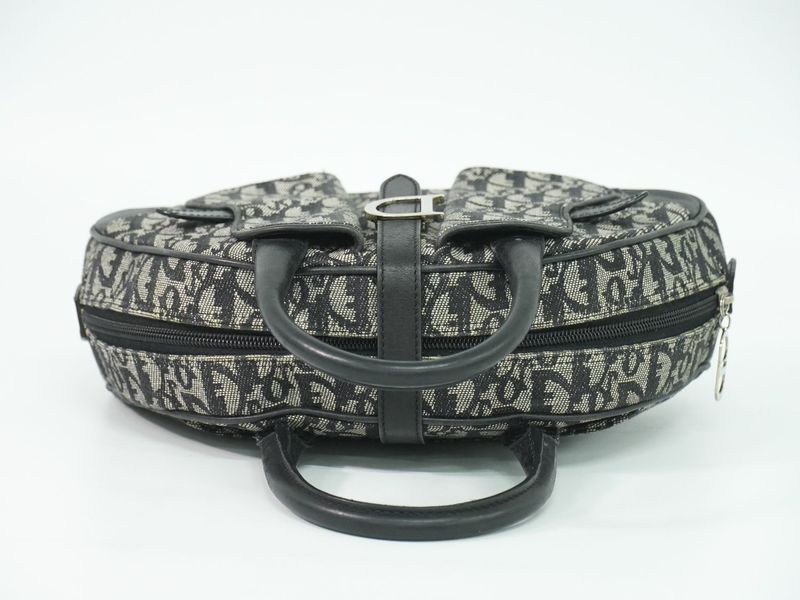 Dior Double Saddle Trotter Handbag Canvas Gray Black