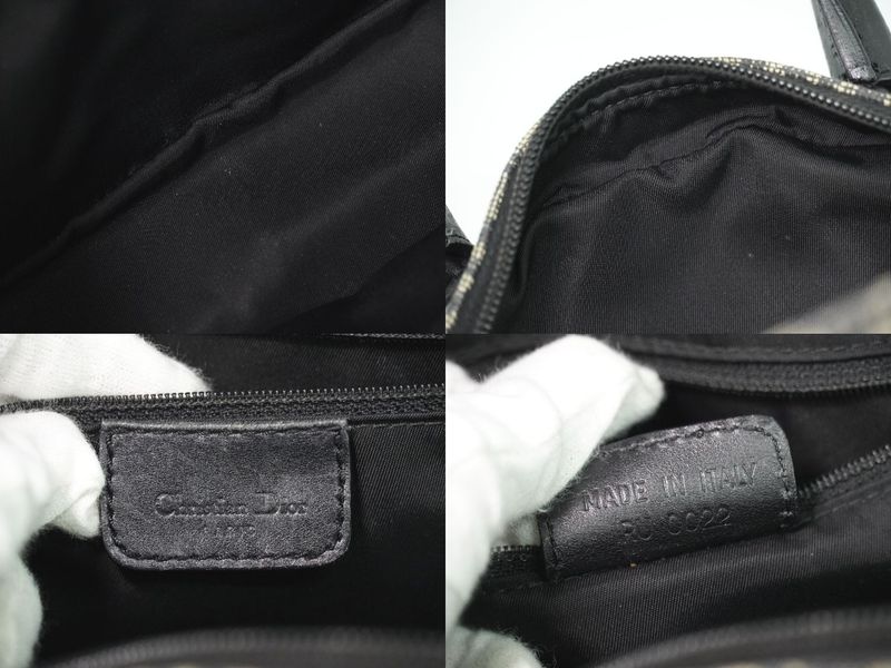 Dior Double Saddle Trotter Handbag Canvas Gray Black