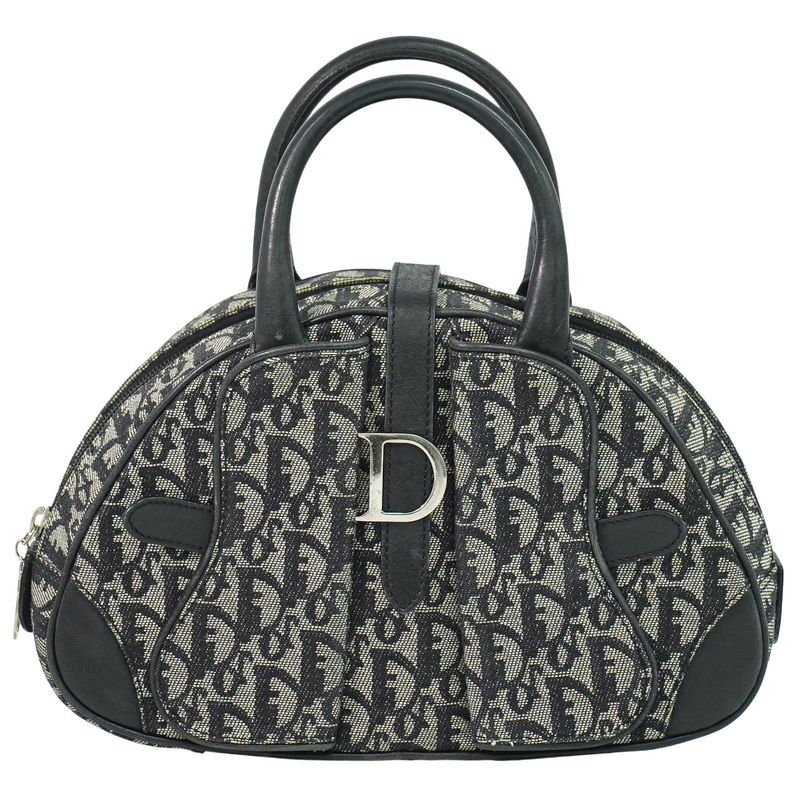 Dior Double Saddle Trotter Handbag Canvas Gray Black