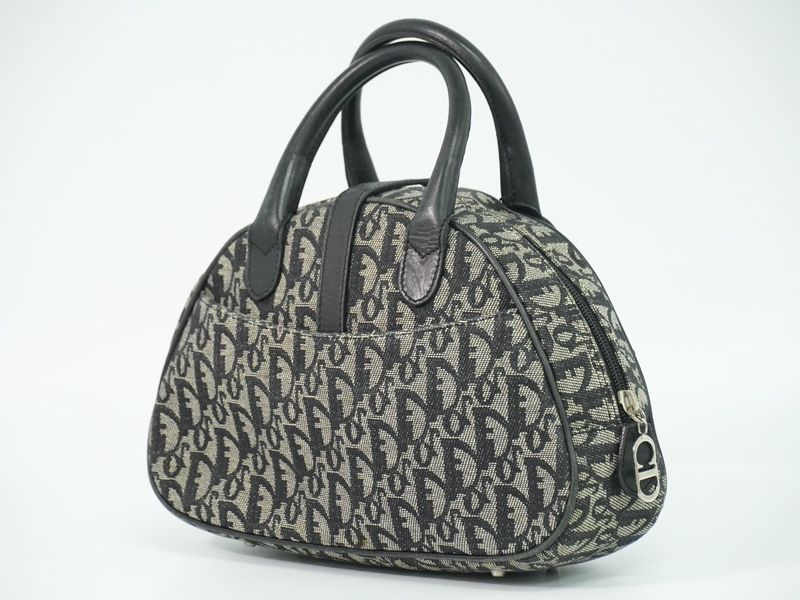 Dior Double Saddle Trotter Handbag Canvas Gray Black