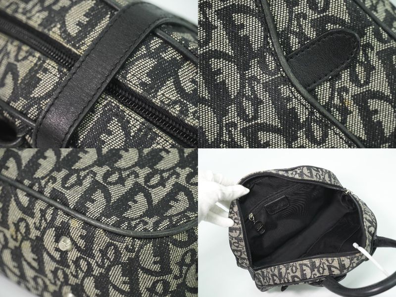 Dior Double Saddle Trotter Handbag Canvas Gray Black