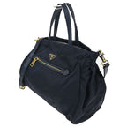 Prada Tessuto Shoulder Handbag 2-Way Navy Nylon Leather
