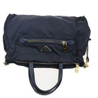 Prada Tessuto Shoulder Handbag 2-Way Navy Nylon Leather