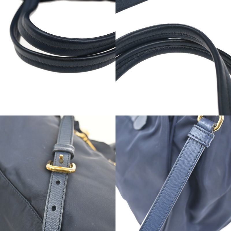 Prada Tessuto Shoulder Handbag 2-Way Navy Nylon Leather