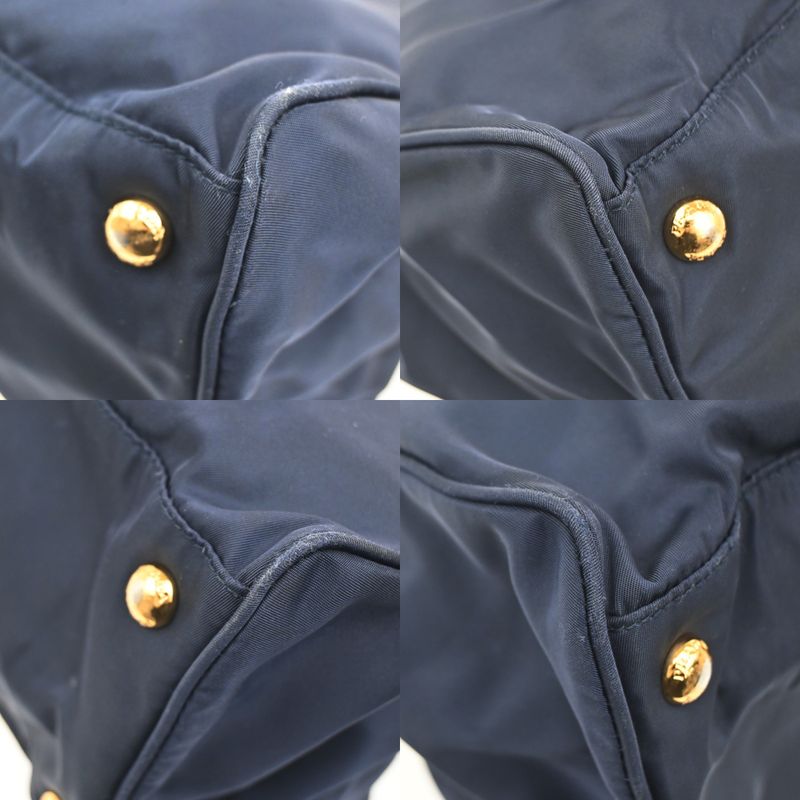 Prada Tessuto Shoulder Handbag 2-Way Navy Nylon Leather