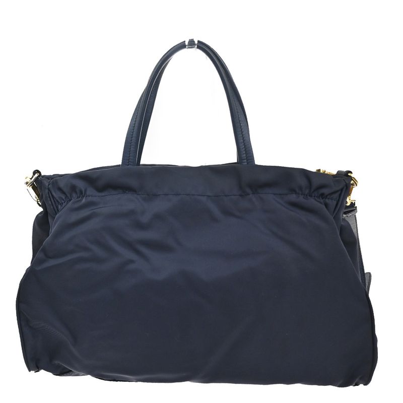 Prada Tessuto Shoulder Handbag 2-Way Navy Nylon Leather