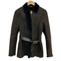 Gucci Coat Dark Brown Long Sleeve Mouton Zip Up Winter