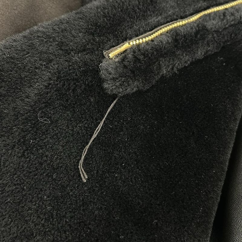 Gucci Coat Dark Brown Long Sleeve Mouton Zip Up Winter