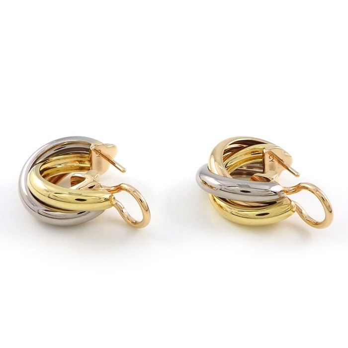 Cartier Earrings Trinity Hoop Three Color 18K Pink Gold 18K White