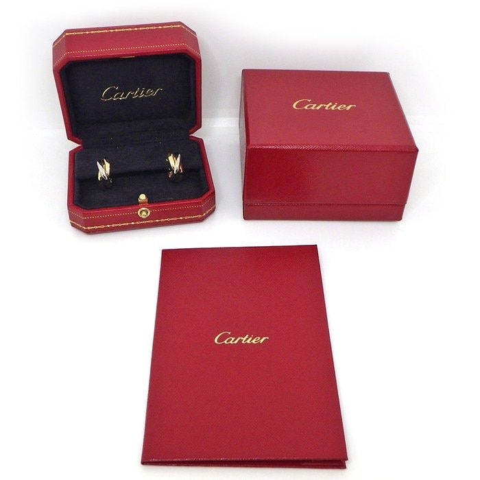 Cartier Earrings Trinity Hoop Three Color 18K Pink Gold 18K White