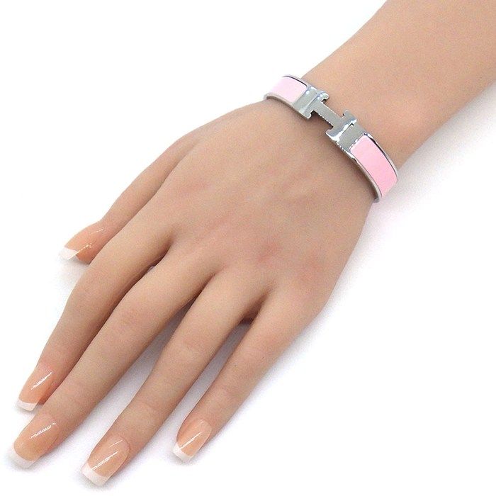 Hermes Bangle Click PM Rose Can Lacquer Metal