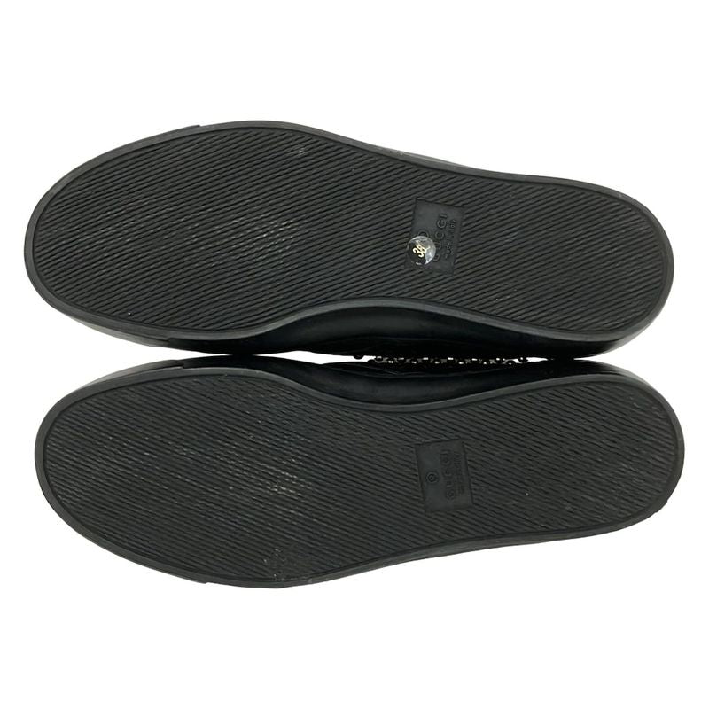 Gucci Slip Ons 38 C Black Studs GG Plus Supreme Leather