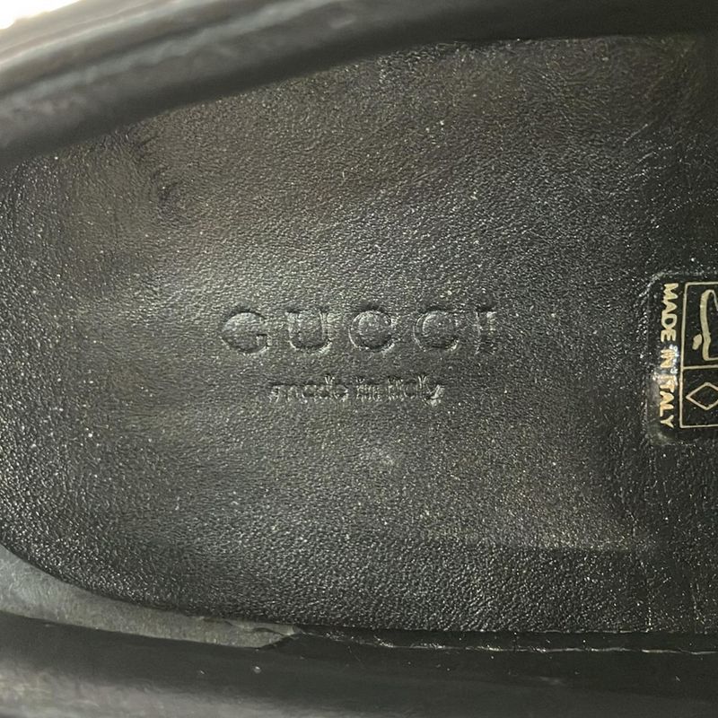 Gucci Slip Ons 38 C Black Studs GG Plus Supreme Leather
