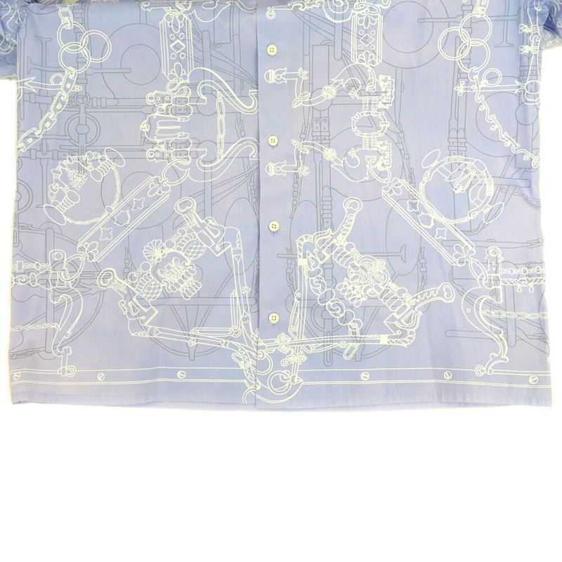 Hermes Long Sleeve Shirt Mors Et Gourmettes 38 Blue Top