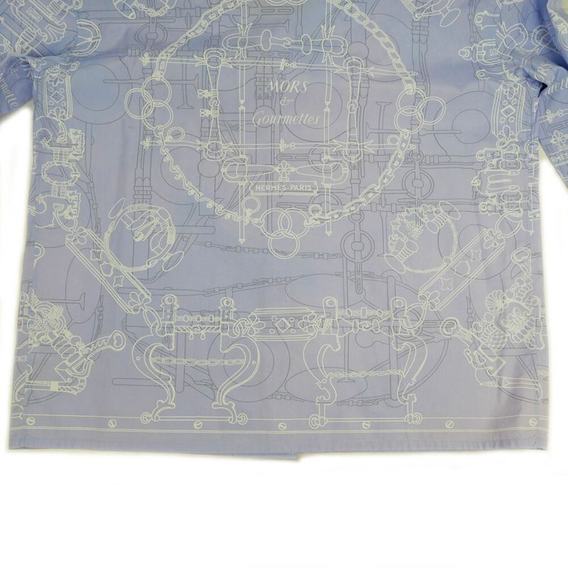 Hermes Long Sleeve Shirt Mors Et Gourmettes 38 Blue Top