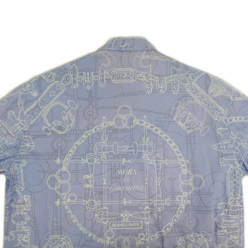 Hermes Long Sleeve Shirt Mors Et Gourmettes 38 Blue Top