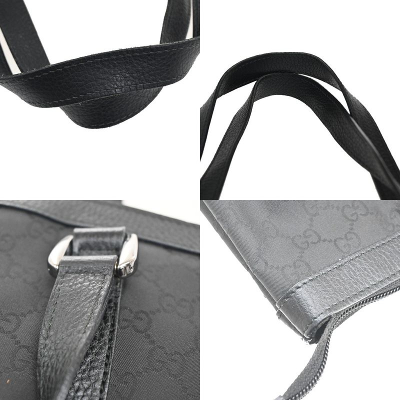Gucci Abbey Tote GG Canvas Black Silver Leather