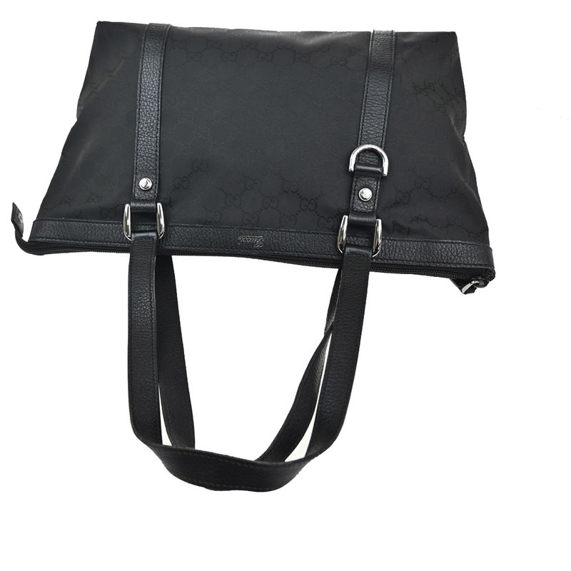 Gucci Abbey Tote GG Canvas Black Silver Leather