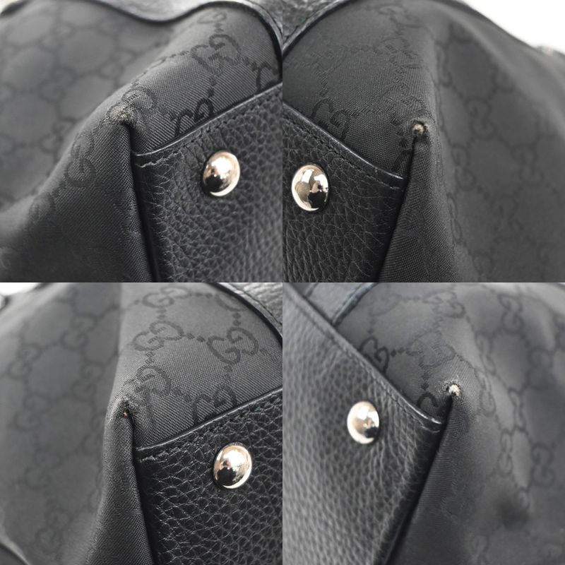 Gucci Abbey Tote GG Canvas Black Silver Leather