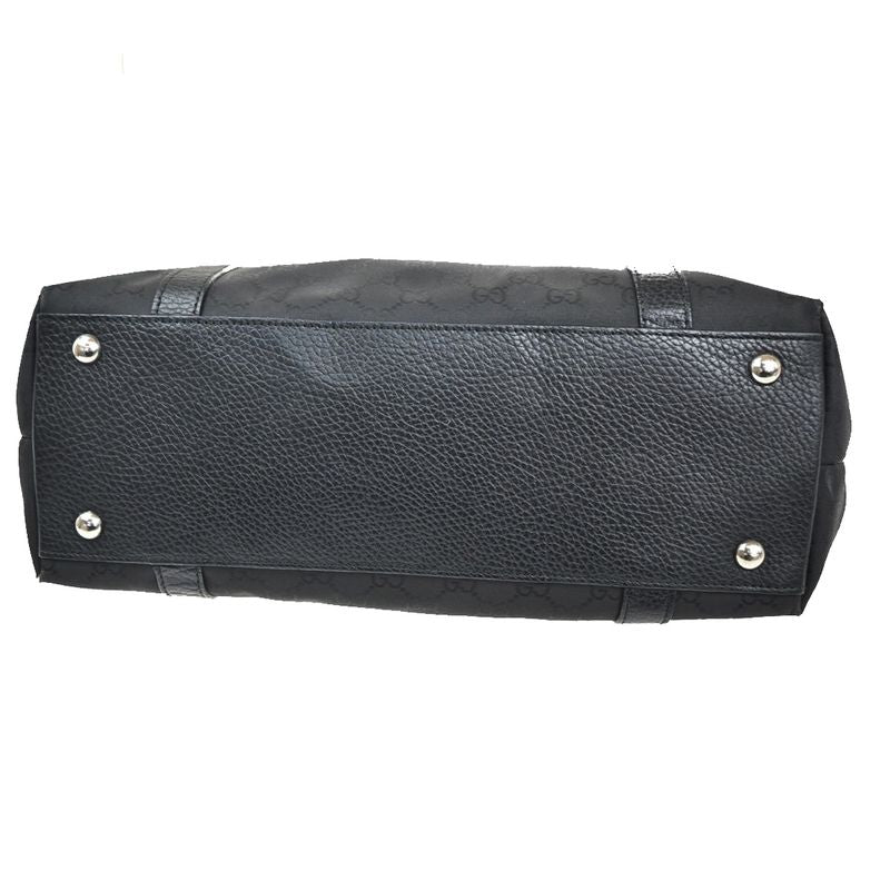 Gucci Abbey Tote GG Canvas Black Silver Leather