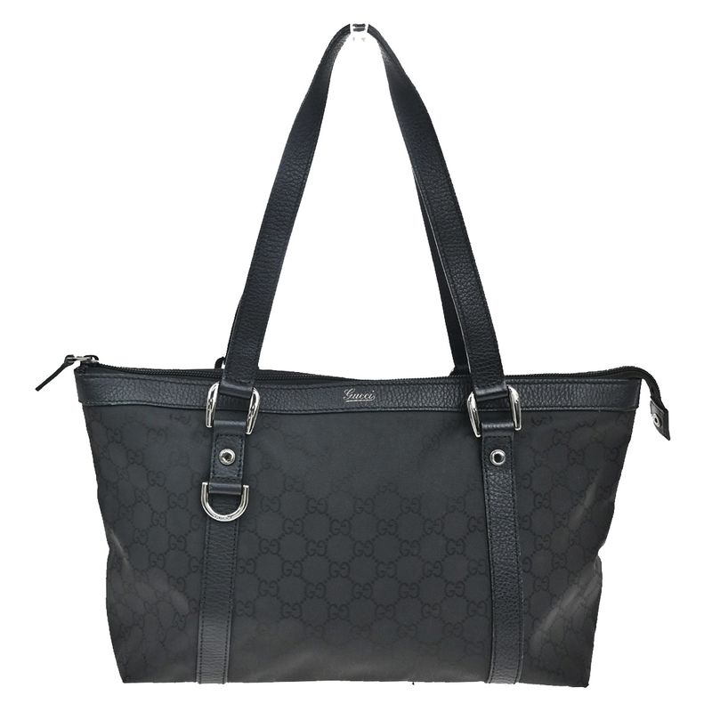 Gucci Abbey Tote GG Canvas Black Silver Leather