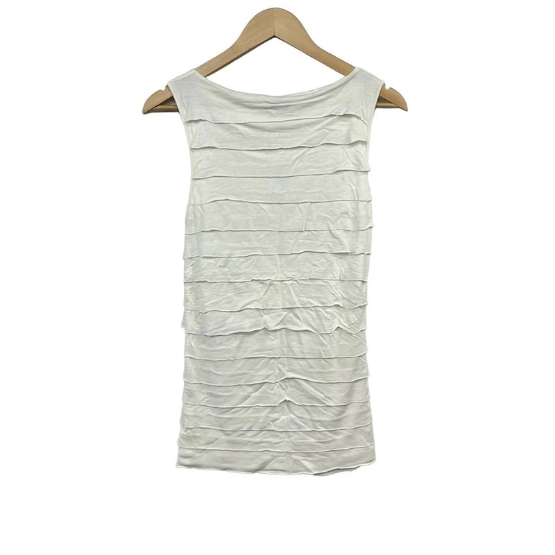 Celine Sleeveless Top S Ivory Frill Shoulder Bag