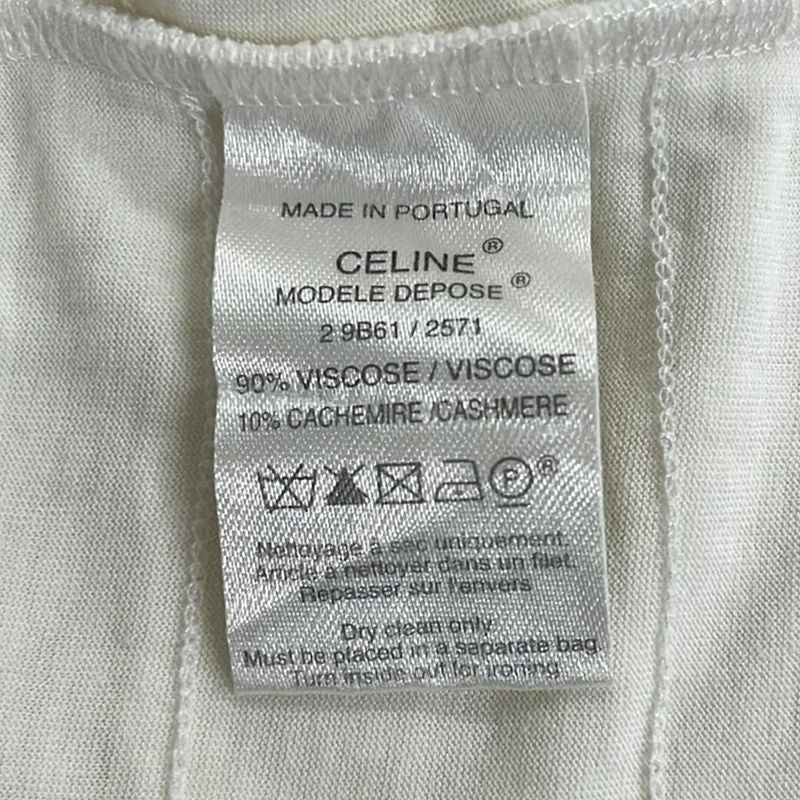 Celine Sleeveless Top S Ivory Frill Shoulder Bag