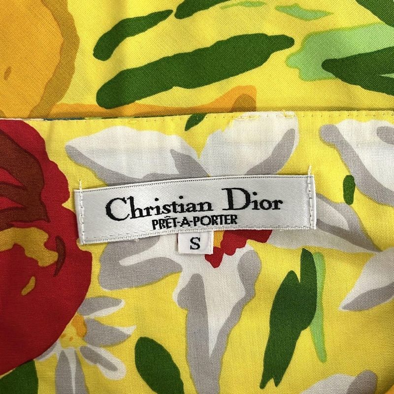 Dior Long Skirt S Light Yellow Orange Multi