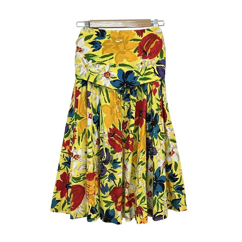 Dior Long Skirt S Light Yellow Orange Multi