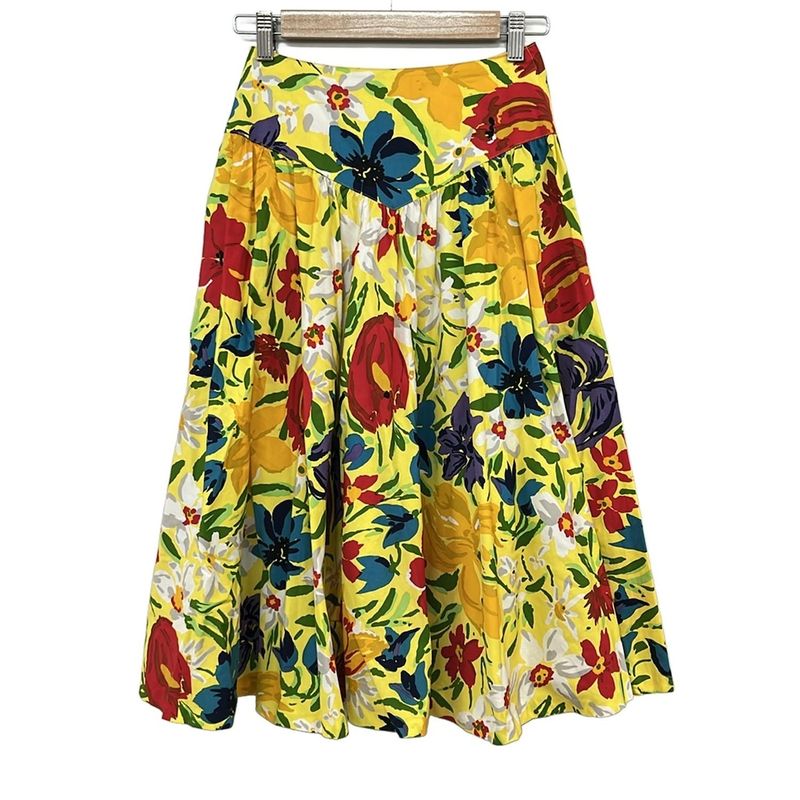 Dior Long Skirt S Light Yellow Orange Multi