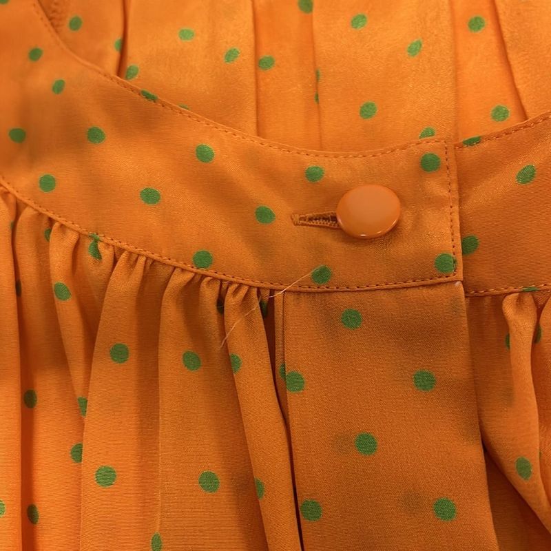 Dior Skirt Set Orange Yellow Green Dot Pattern