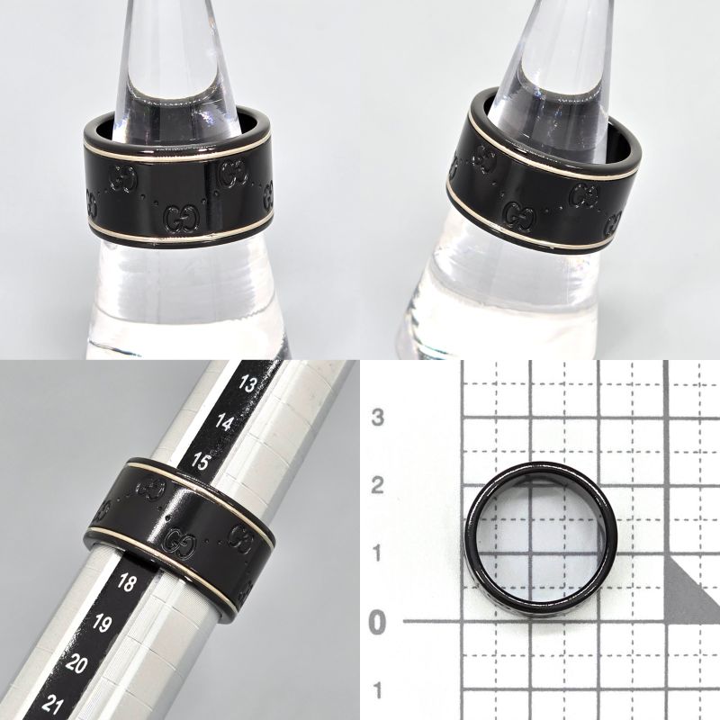 Gucci Icon Wide Ring Black Synthetic Corundum 18K White