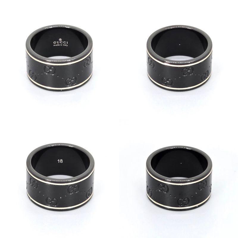 Gucci Icon Wide Ring Black Synthetic Corundum 18K White