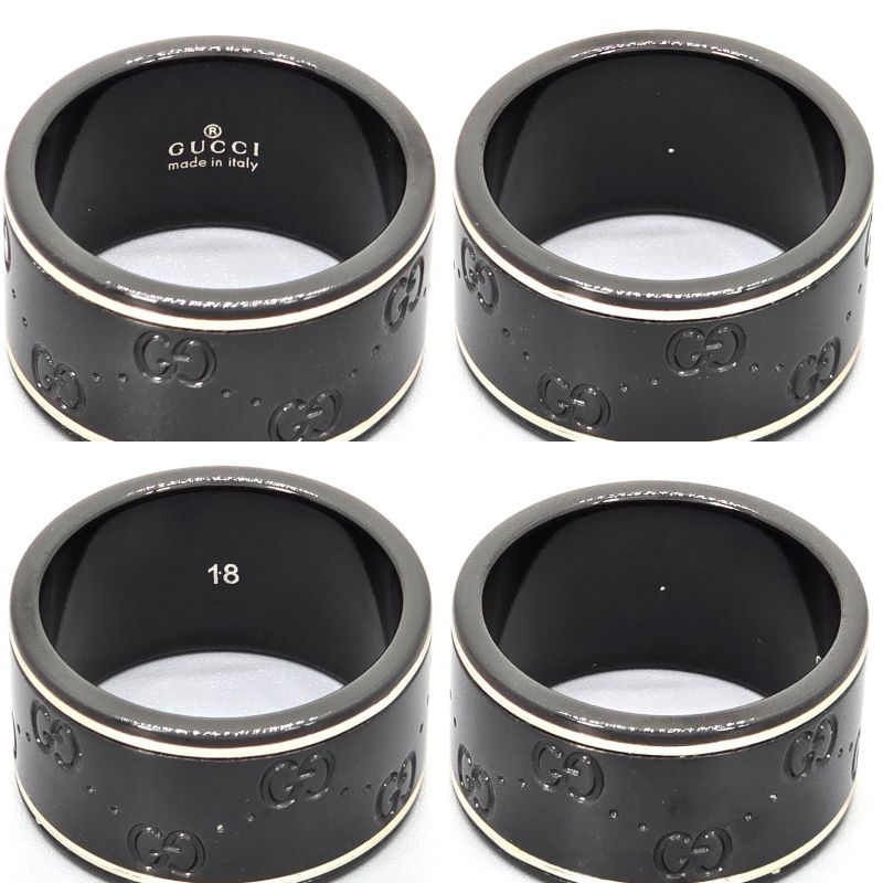 Gucci Icon Wide Ring Black Synthetic Corundum 18K White