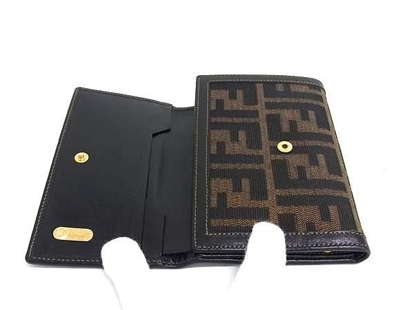 Fendi Wallet Zucca 079 Brown Canvas Leather Trifold