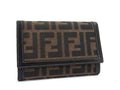 Fendi Wallet Zucca 079 Brown Canvas Leather Trifold