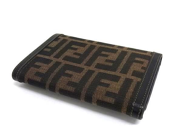 Fendi Wallet Zucca 079 Brown Canvas Leather Trifold
