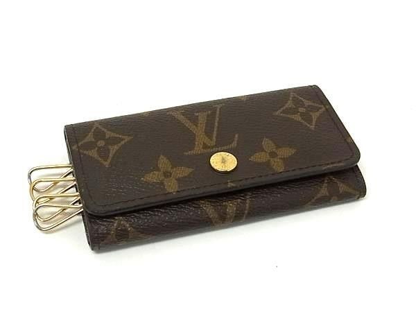 Louis Vuitton Key Case Multicles 4 Brown Monogram 4 Rows Key Holder